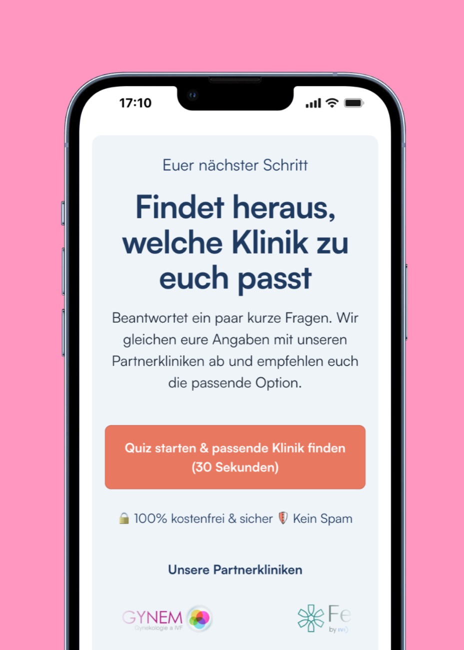 Quizfunnel-Landingpage von KlinikMatch als Smartphone-Mockup