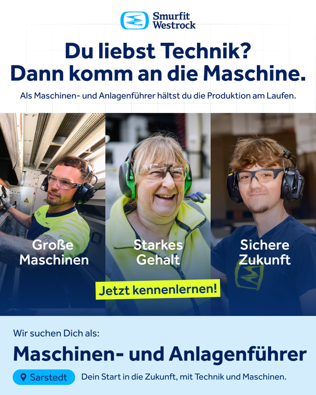 Smurfit Westrock Recruiting-Anzeige – Große Maschinen, starkes Gehalt, sichere Zukunft